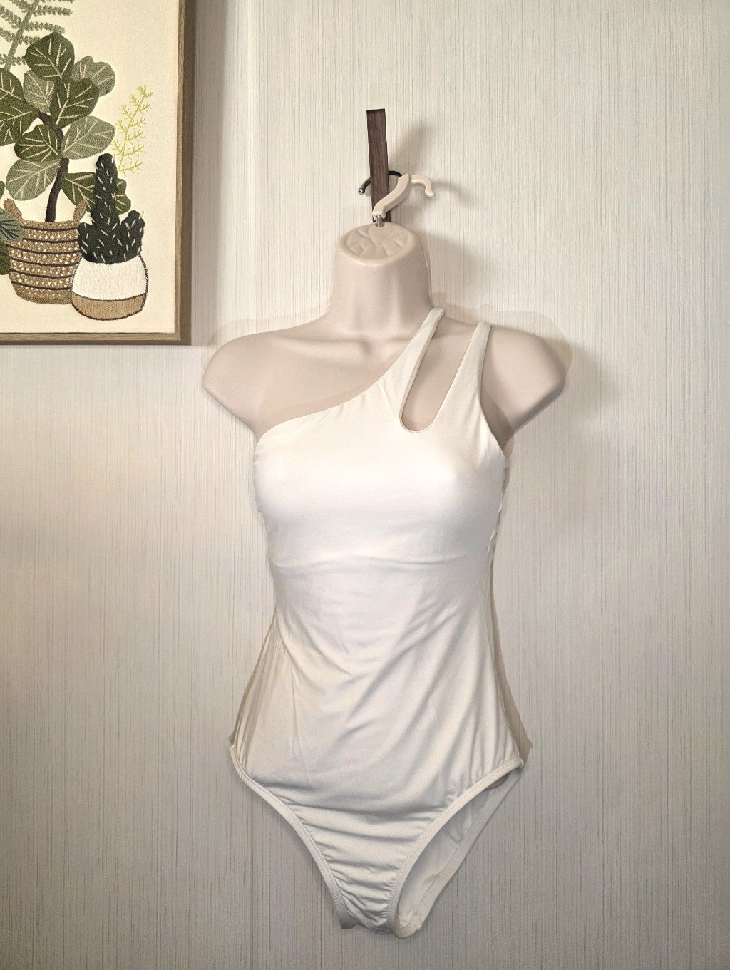 Becca By Rebecca Virtue Asymmetrical One-Shoulder Violet White Onepiece Swimsuit